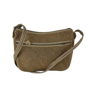 Vintage Morris Moskowitz Shoulder Crossbody Bag Womens Tan Woven Fabric 80s
